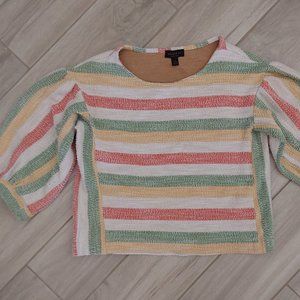 Current Air Anthropologie Multi-color Stripe Textured Knit Cropped Top. …